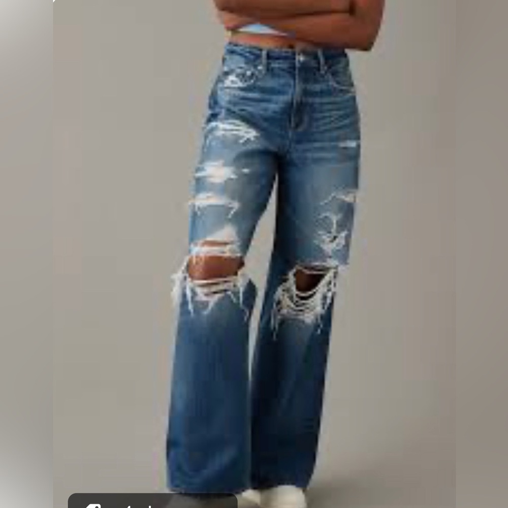 American Eagle Super Baggy High Rise Wide Leg Jeans 14